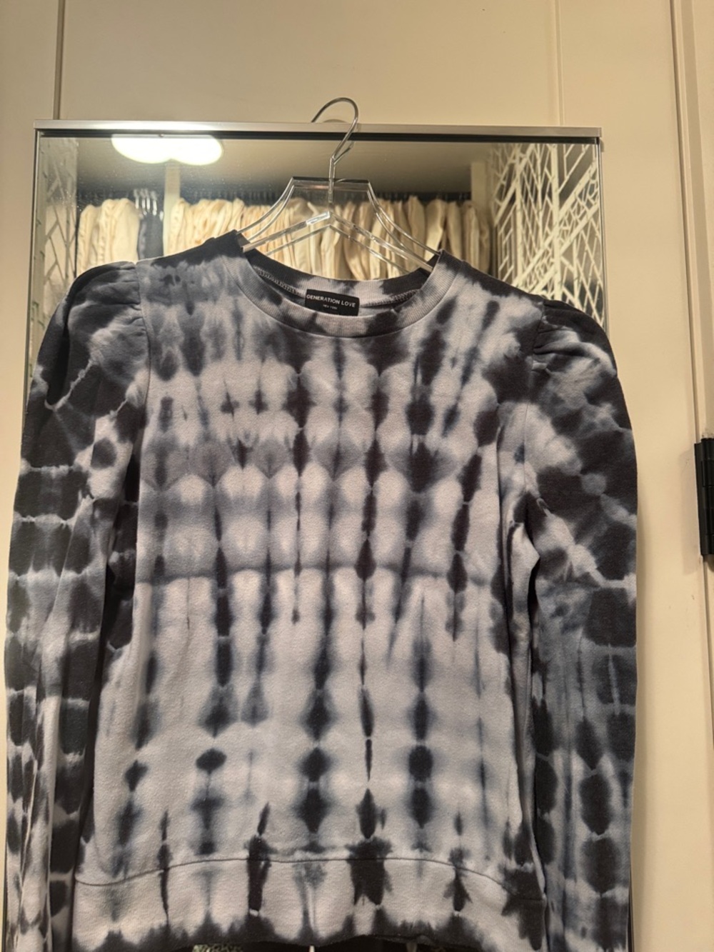 Generation Love Black and White Tie-Dye Puff Sleeve Sweatshirt